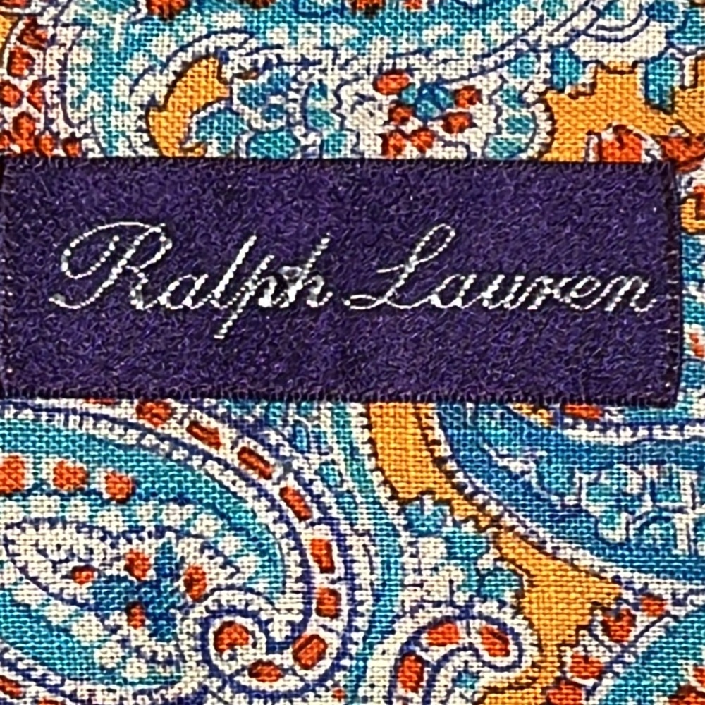 Ralph Lauren Purple Label Men Linen Casual Button Shirt Italy Paisley Sz Large - Picture 2 of 9